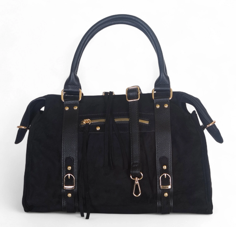 Torebka Gallantry Paris zamszowa shopper bag – modna torba z frędzlami i eko skórą