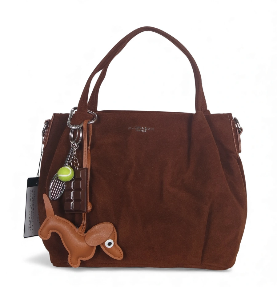 Torebka damska Flora&Co – elegancki brązowy mini shopper z zamszu ekologicznego