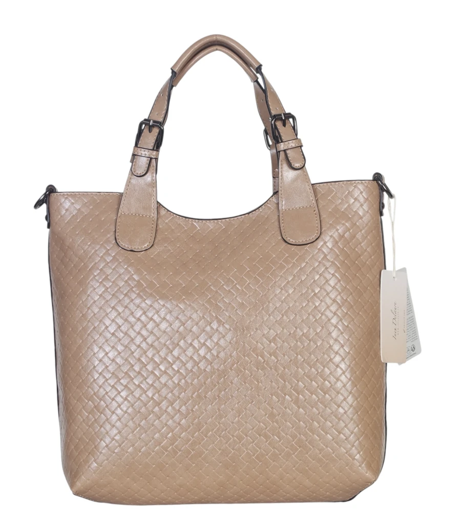 Torebka damska A4 2w1 Ines Delaure – shopper bag + listonoszka eko skóra pleciona