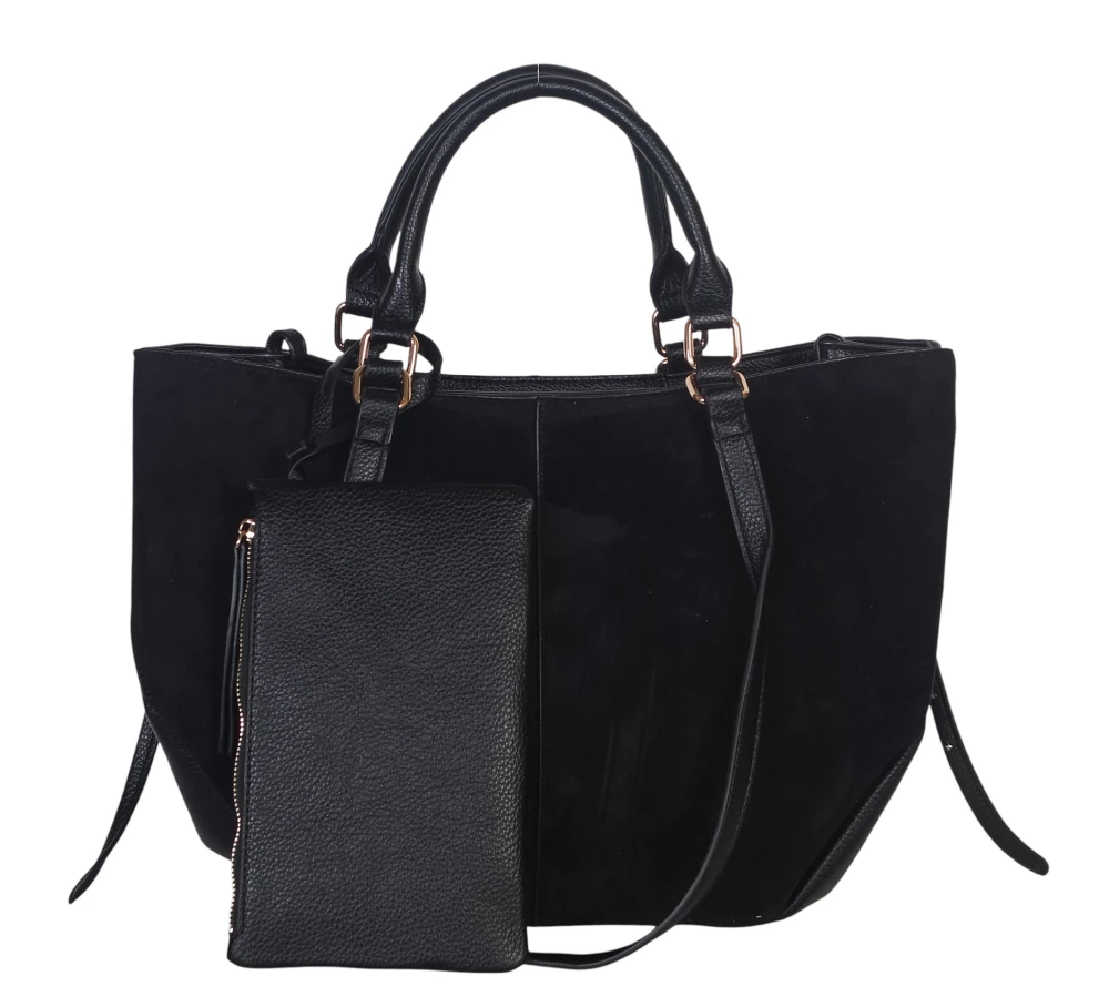 Torebka damska shopper bag eko zamsz Gallantry Paris – duża modna torba miejska A4 na ramię