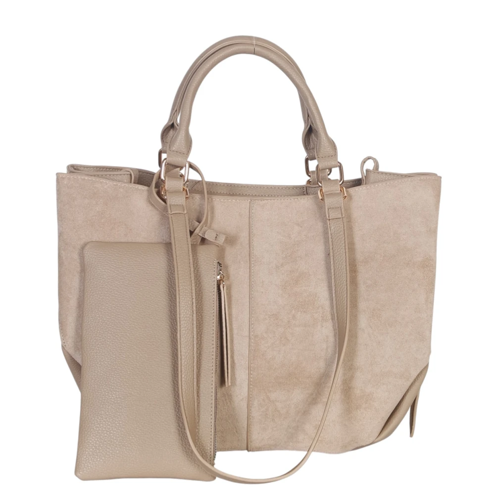 Torebka damska shopper bag eko zamsz Gallantry Paris – duża modna torba miejska A4 na ramię