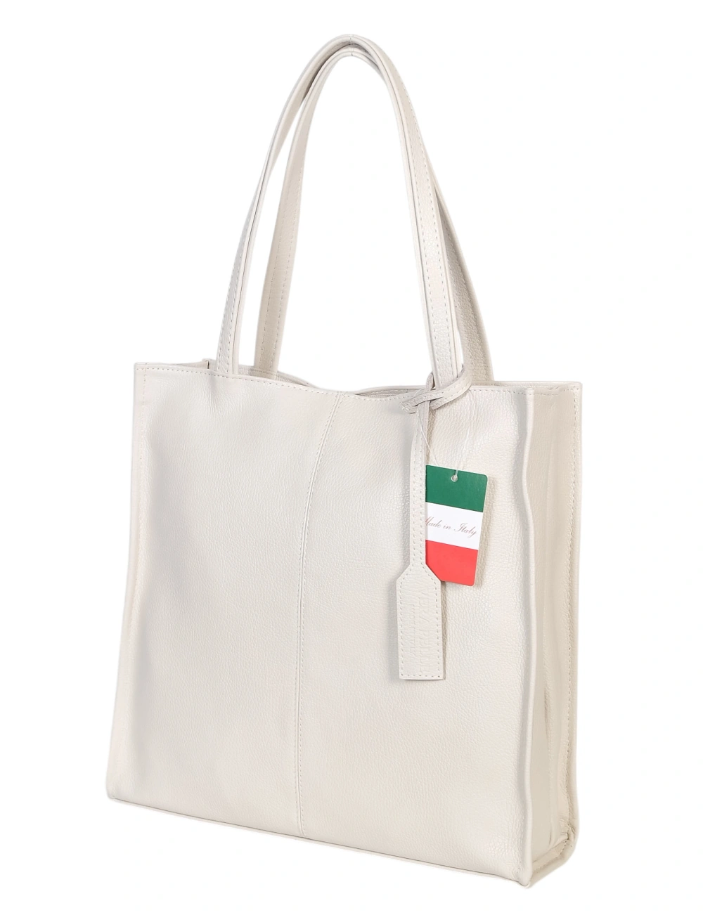 VERA PELLE Skórzana torebka damska | A4 | Made in Italy | Skóra naturalna | Kremowa
