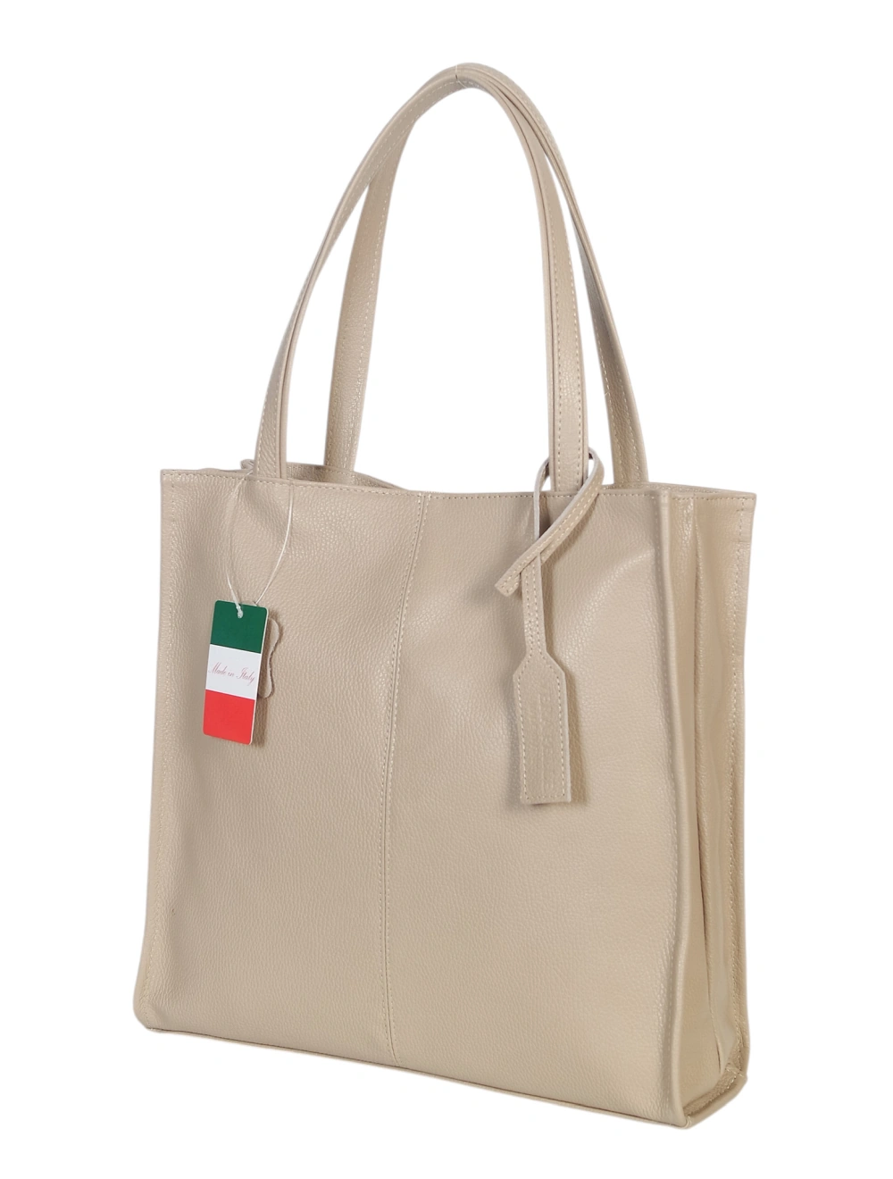 VERA PELLE Skórzana torebka damska | A4 | Made in Italy | Skóra naturalna | Beżowa